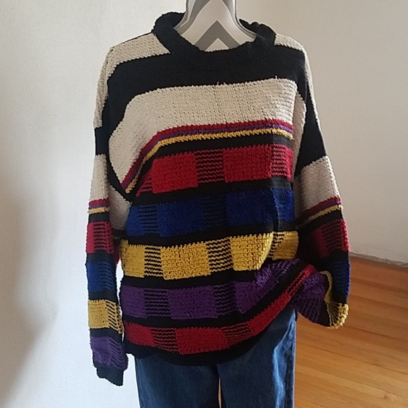 Allen Wah Native American Vintage lined Chenille Sweater Sz Lrg - Picture 4 of 11